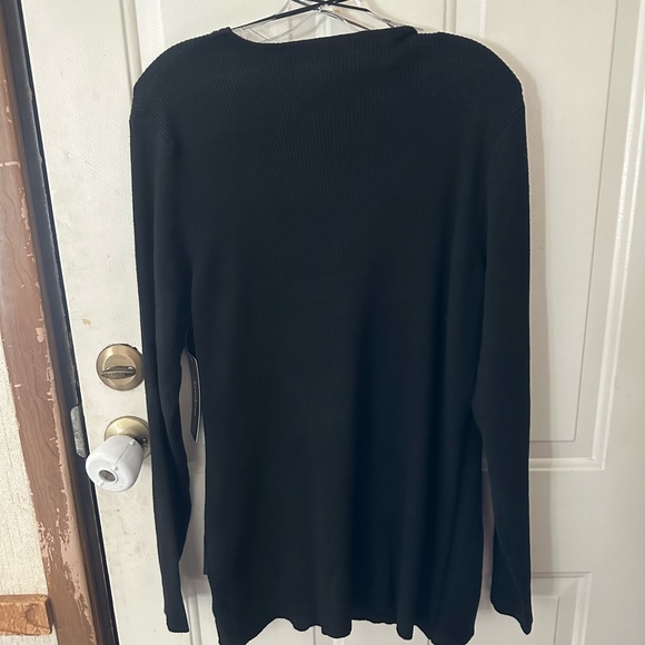 *FINAL* BEBE PLUS SIZE WRAP SWEATER: BLACK/PINK: NWT: SZ 2X - Picture 4 of 6